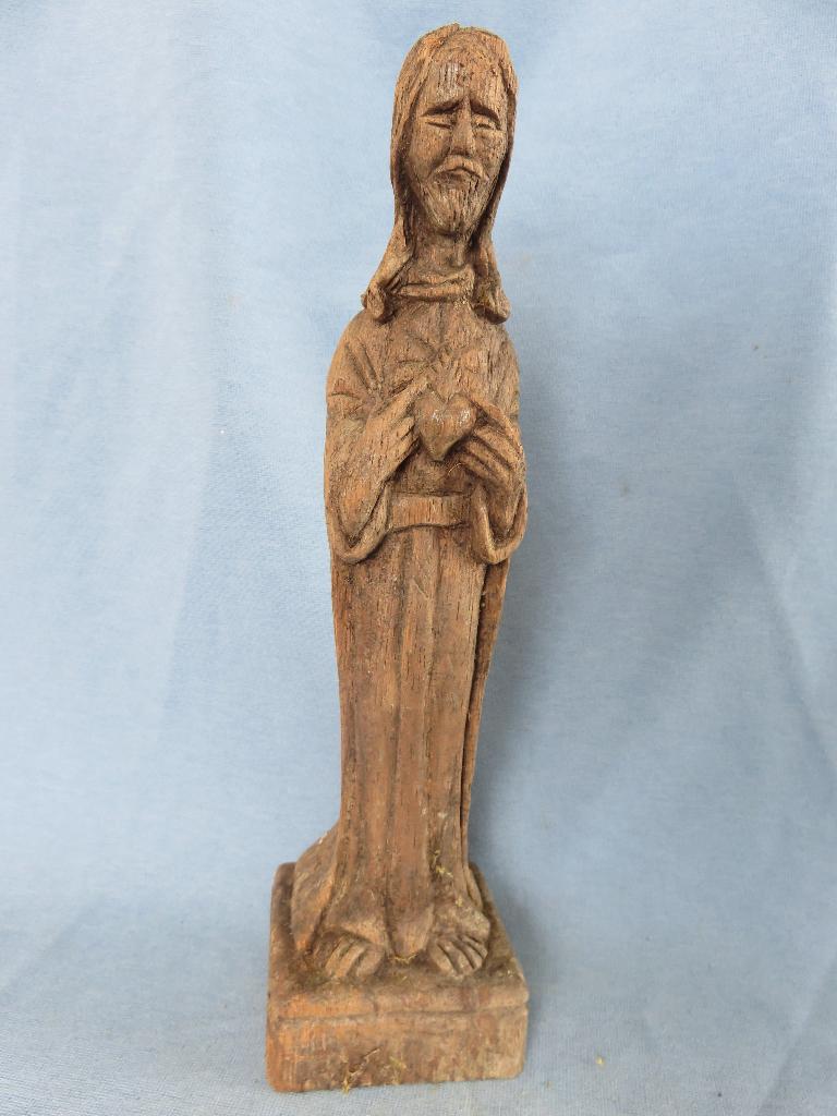 Beeld van Jezus met heilig hart in hout - 1976, Ophalen of Verzenden