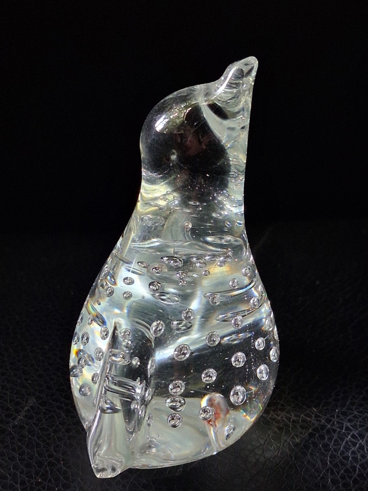 Glazen pinguin, presse papier, "Controlled bubbled glass", Verzamelen, Beelden en Beeldjes, Ophalen of Verzenden, Dier