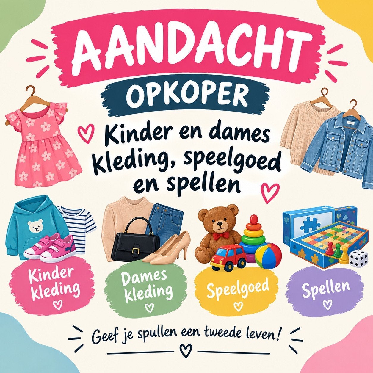 opkoper: Kinder- en dameskleding, speelgoed en spell, Ophalen, Nieuw, Jongen of Meisje