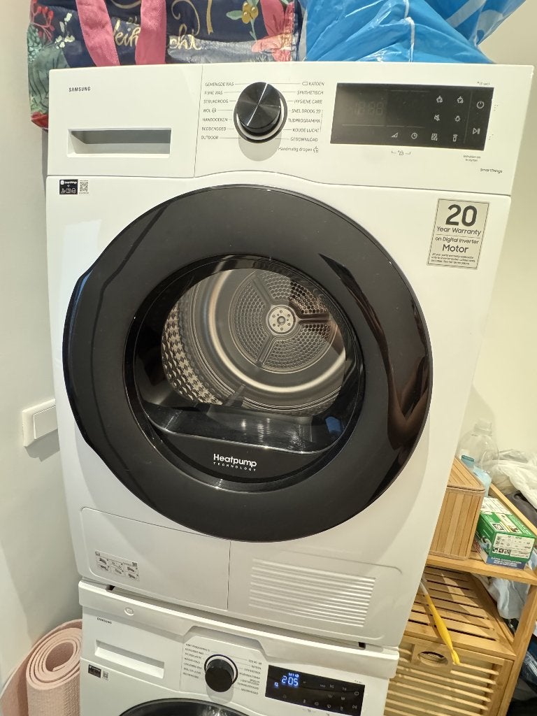 Samsung warmtepompdroger 8 kg – SmartThings, Ophalen, Wolprogramma, 6 tot 8 kg, Gebruikt