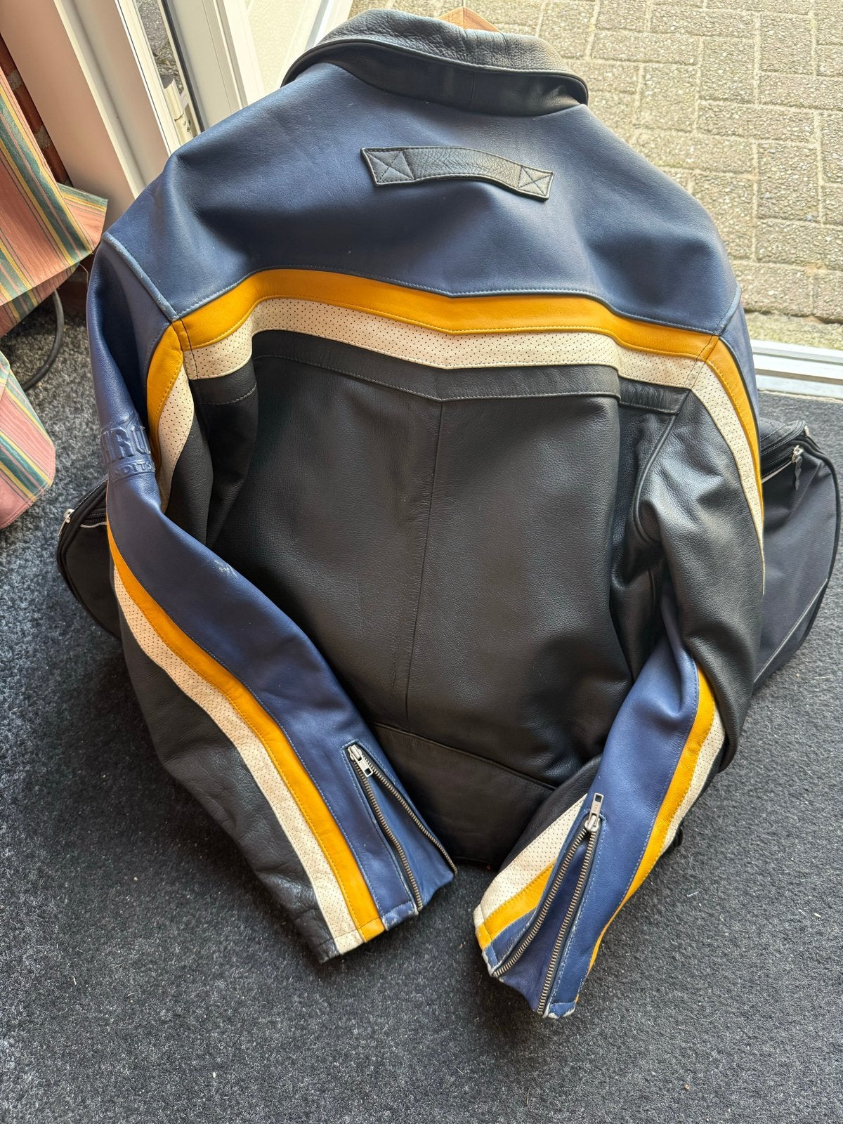 Leren motorjas Chrome Bandits & M.O.P. - Blauw/Zwart, Motoren, Kleding | Motorkleding, Ophalen of Verzenden, Tweedehands, Heren