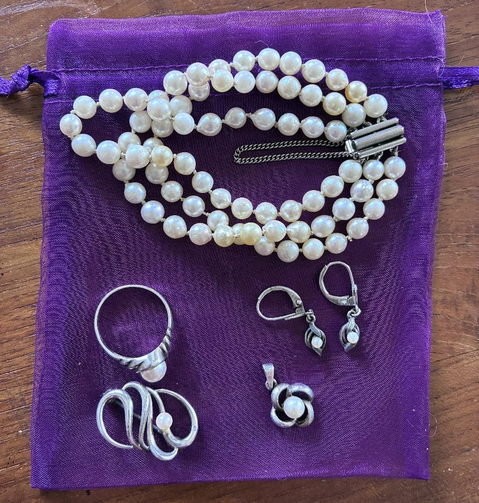 set zilveren sieraden met zoetwaterparels, Ophalen of Verzenden, Zilver, Overige typen