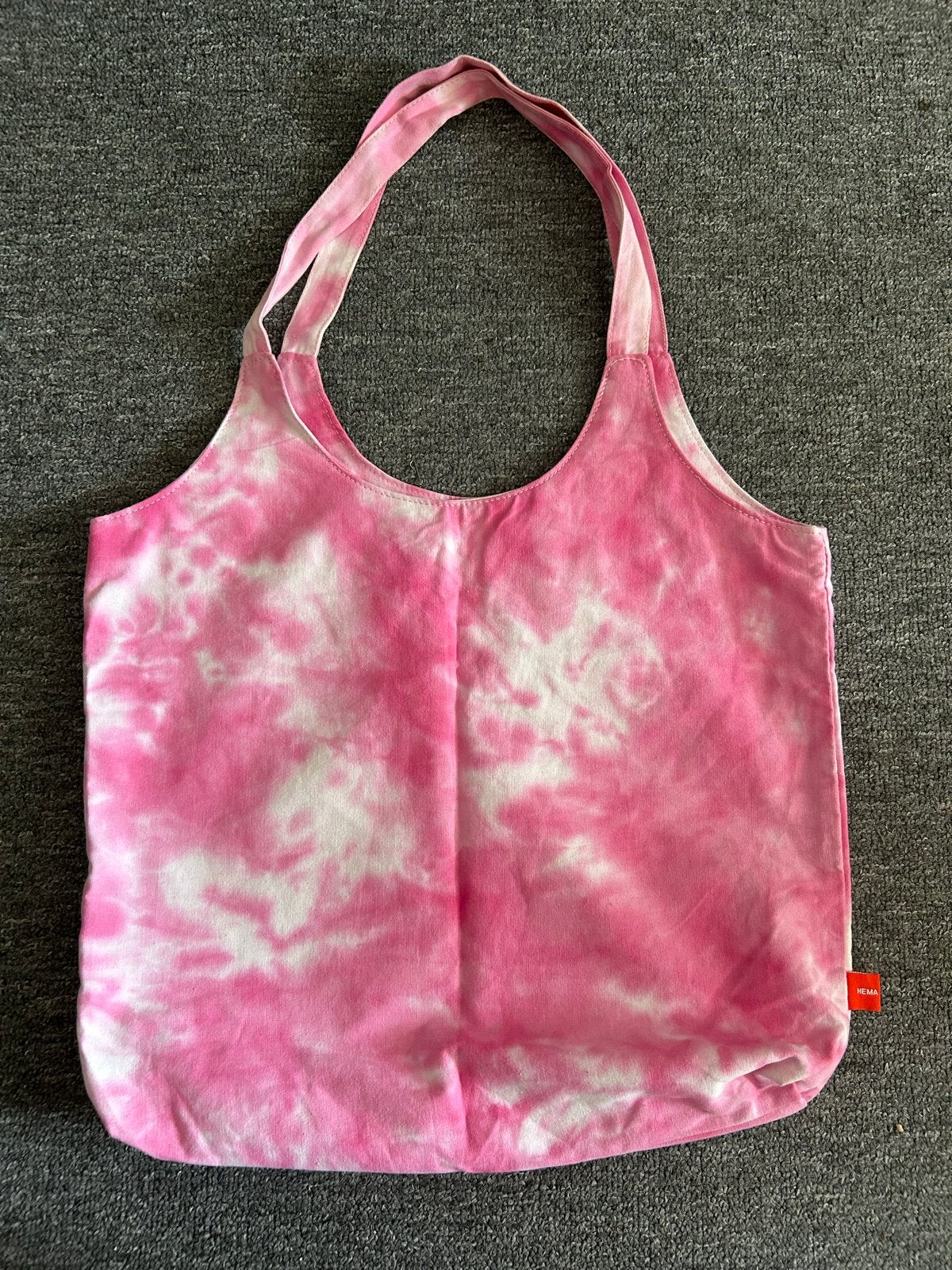 Hema Shopper Tas Tie-Dye Roze/Wit - 100% Katoen, Ophalen of Verzenden, Zo goed als nieuw, Roze, Shopper