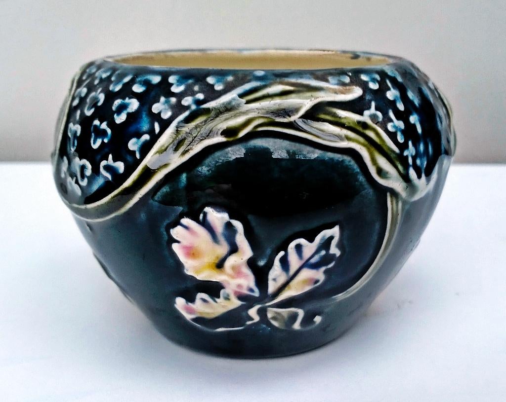 Antieke Jugendstil Majolica Jardinière Bloempot - Cactus Pot, Ophalen of Verzenden