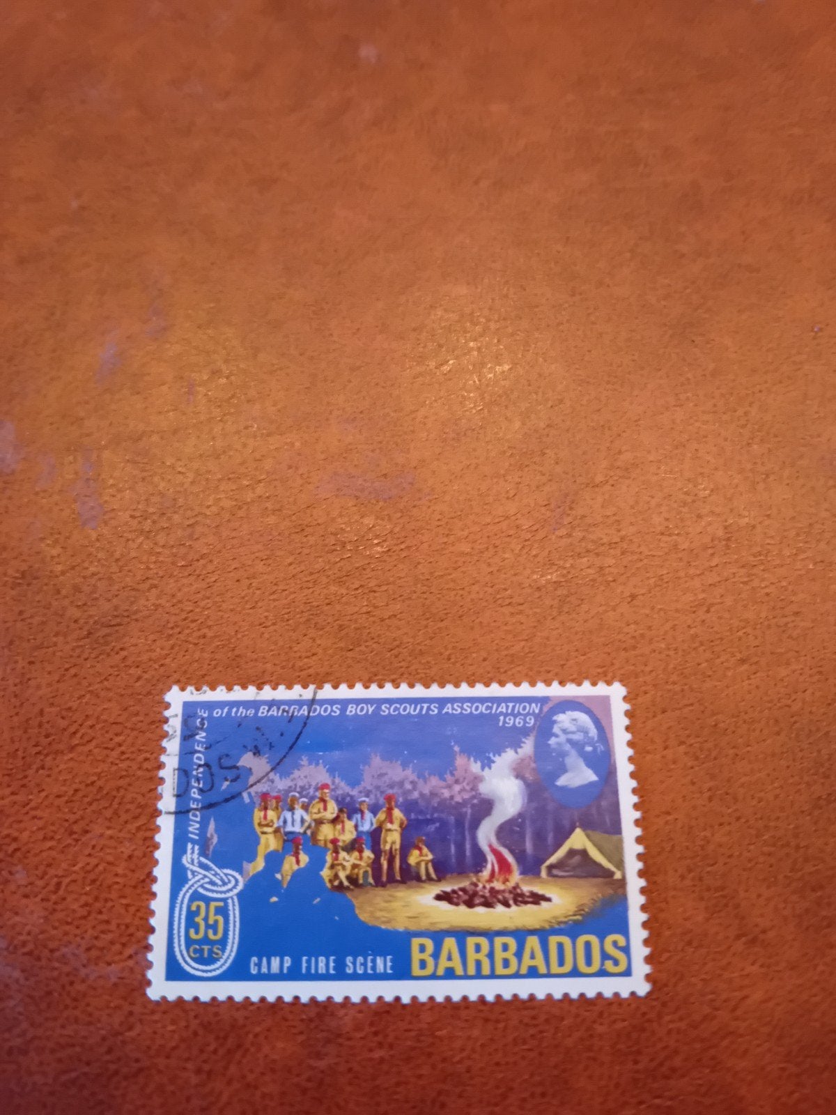 Postzegel Barbados 1969 - Padvinders Kampvuur Scène, Ophalen of Verzenden, Gestempeld