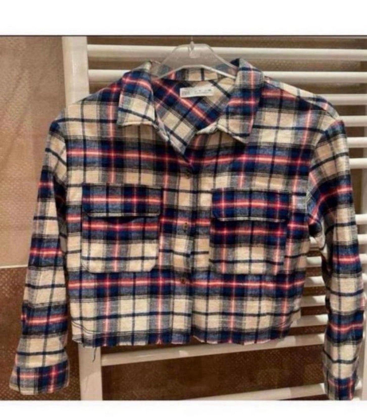 Zara cropped flanellen overhemd maat 140, Ophalen of Verzenden, Gebruikt, Meisje, Overhemd of Blouse