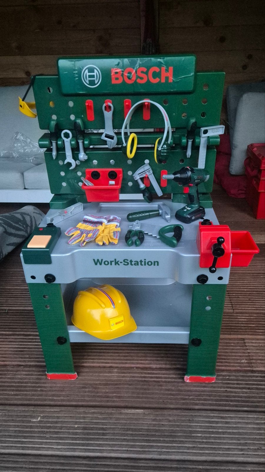 Bosch Work-Station met gereedschap en bouwset, Ophalen, Gebruikt, Knutselen, Met licht