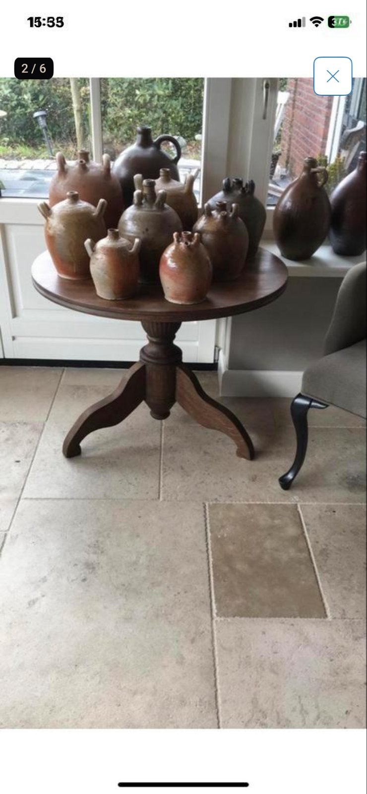 Antieke Wijntafel / Salontafel - Rond Hout, Ophalen, Gebruikt, 100 tot 150 cm, 50 tot 75 cm