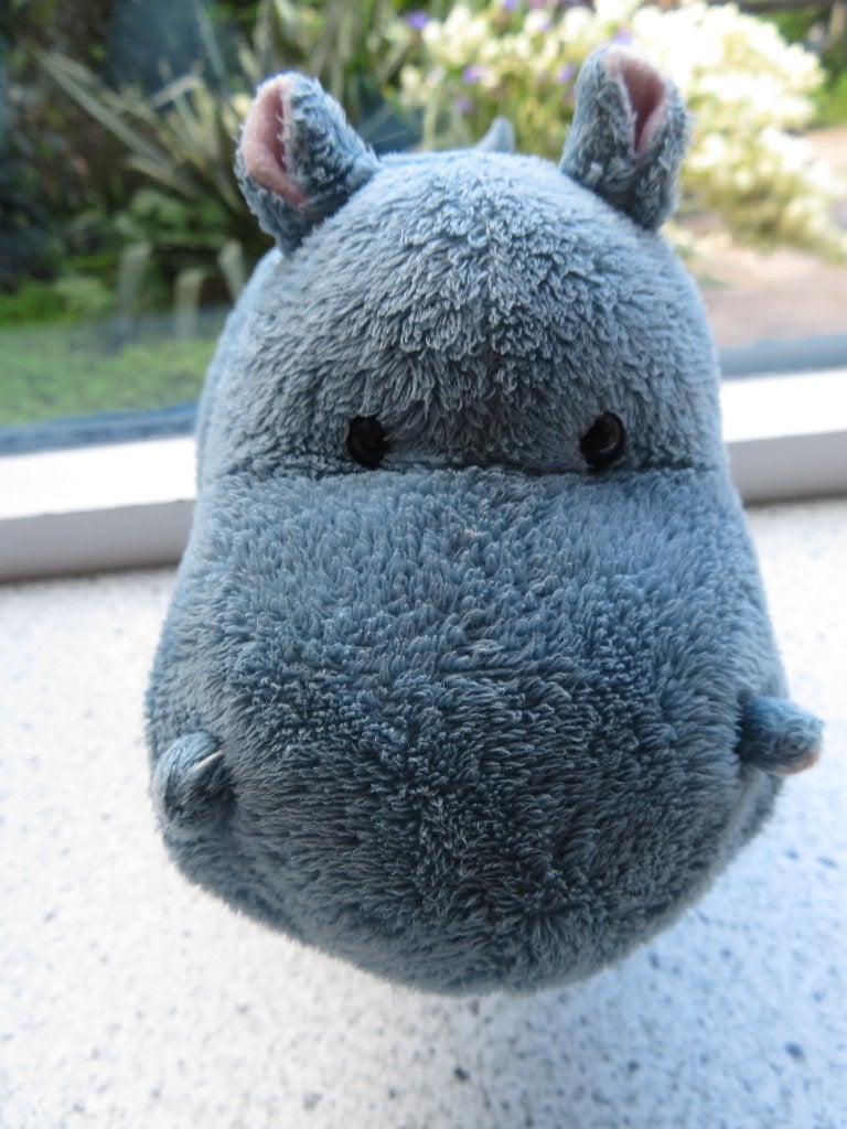 Blauw velours nijlpaard merk Russ Berrie ca 23 cm breed, Overige typen, Blauw, Wasbaar, Ophalen of Verzenden