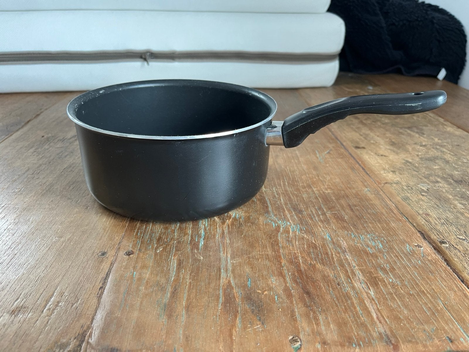 Zwarte steelpan - 19 cm, Ophalen of Verzenden, Gebruikt, Aluminium, Kookpan of Snelkookpan