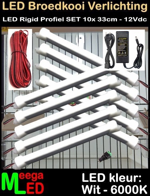 LED profiel strip SET 10x 33cm Broedkooi Kweekkooi Vogelkooi, Dieren en Toebehoren, Ophalen of Verzenden, Nieuw, Aluminium, Broedkooi of Kweekkooi