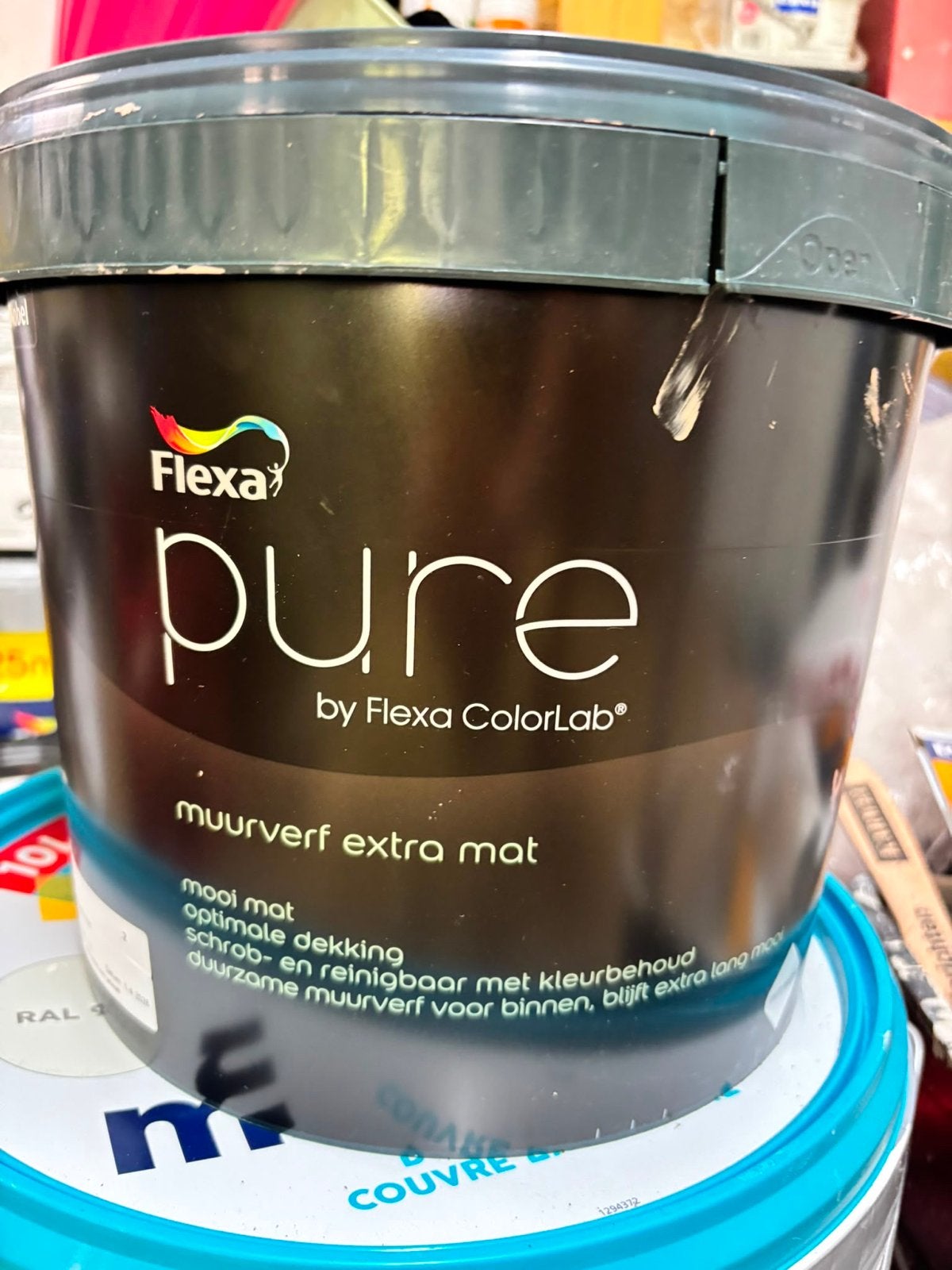 Flexa Pure Muurverf Extra Mat - Cosy Taupe 4 liter, Overige kleuren, Nieuw, Ophalen of Verzenden, Verf