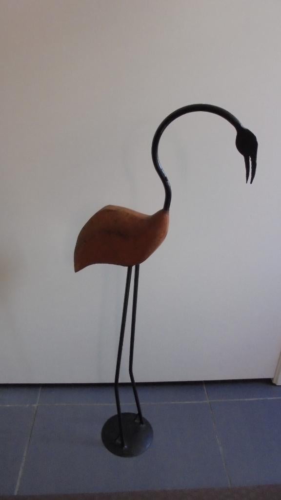 hout met metalen vogel H75cm, Ophalen, Zo goed als nieuw, Metaal