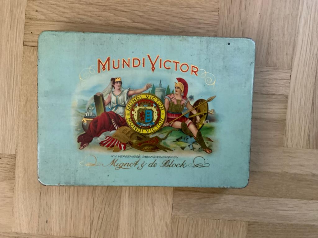 Vintage Sigarendoos Mundi Victor Mignot & de Block, Ophalen of Verzenden, Gebruikt, Overige, Overige merken