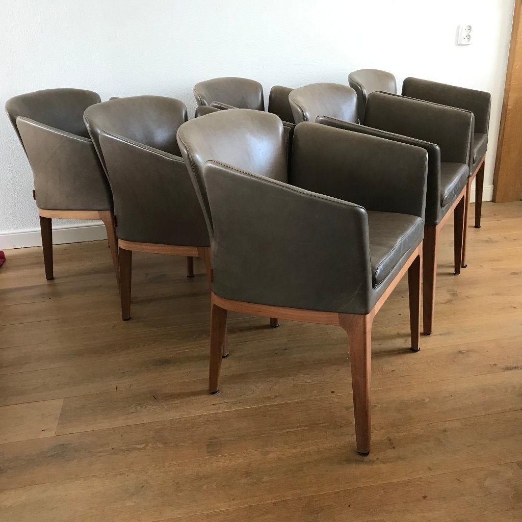 6 leren Montis Lotus + M tulp design stoel modern vintage, Gebruikt, Leer, Ophalen of Verzenden, Nvt