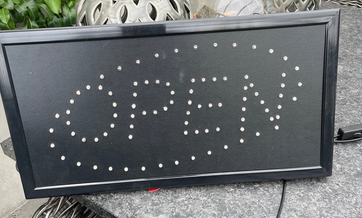 LED 'OPEN' Lichtreclame - Zwart Frame met knipperlampjes, Ophalen of Verzenden, Nieuw, Lichtbak of (neon) lamp