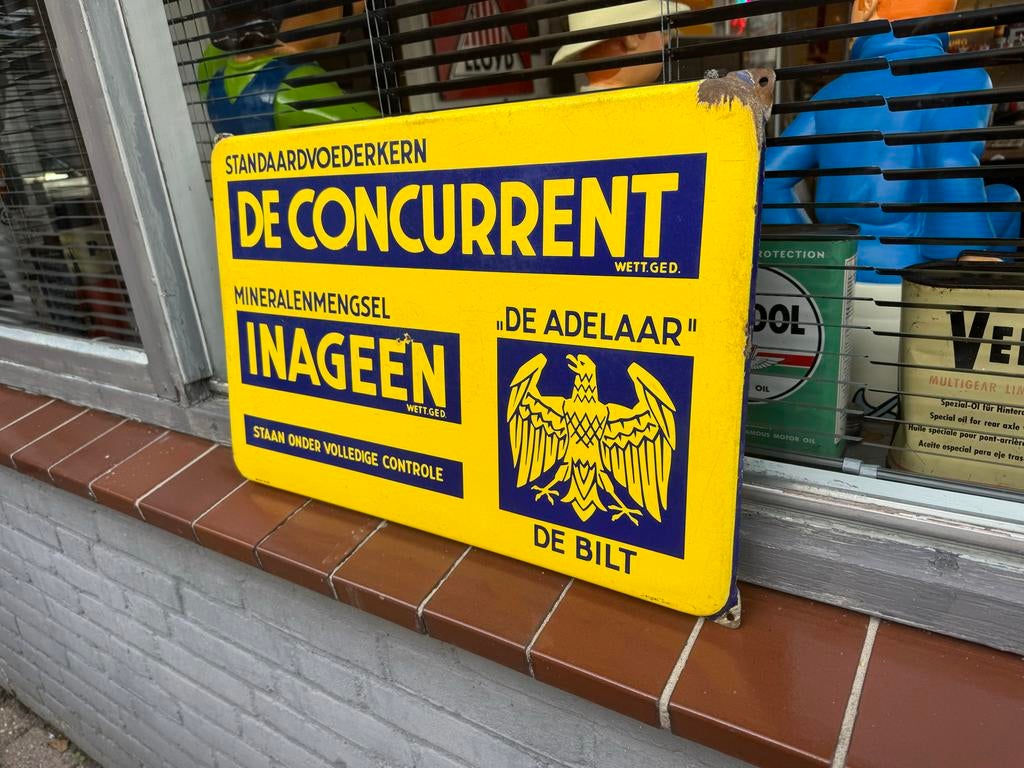 Vintage Emaille Reclamebord 'De Concurrent' - De Adelaar, Ophalen