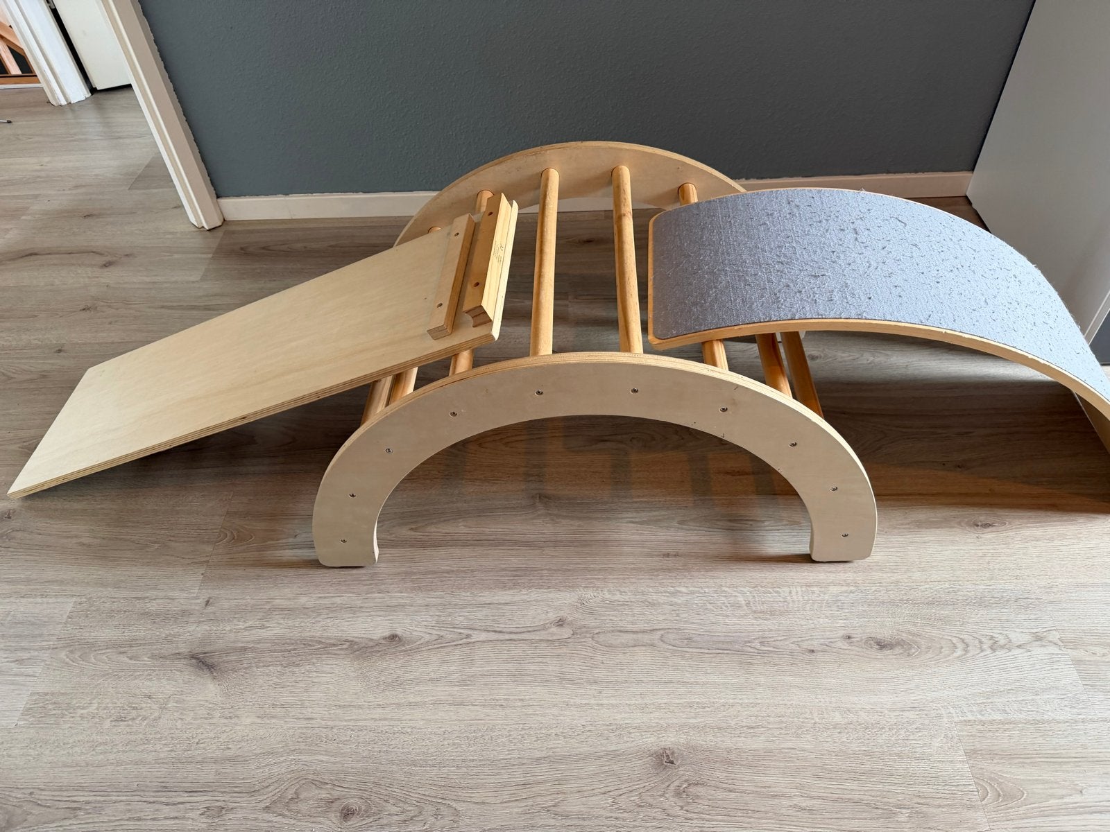 Houten klimboog met glijbaan en wobbel (Aldi), Ophalen, Gebruikt, Glijbaan