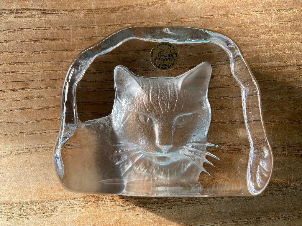 Vintage Crystal D'Arques France - presse papier kat poes, Antiek en Kunst, Ophalen of Verzenden