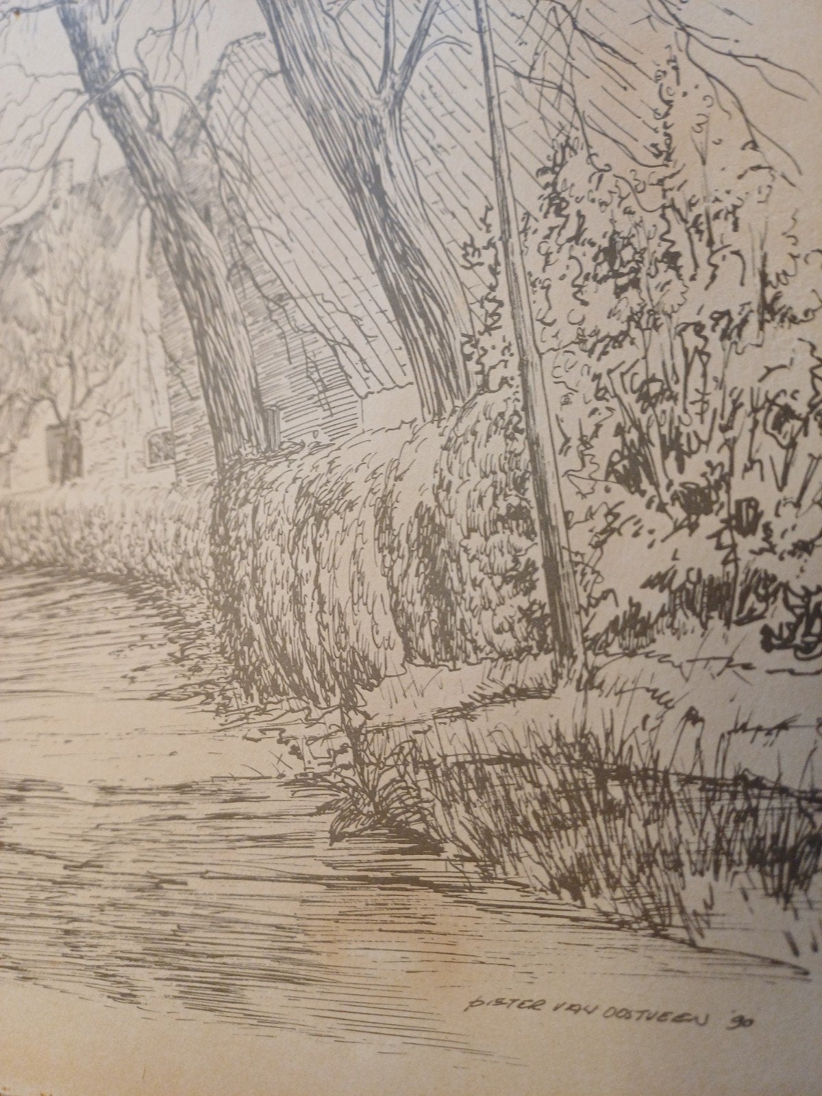 Pieter van Oostveen . Originele pentekening, Ophalen of Verzenden