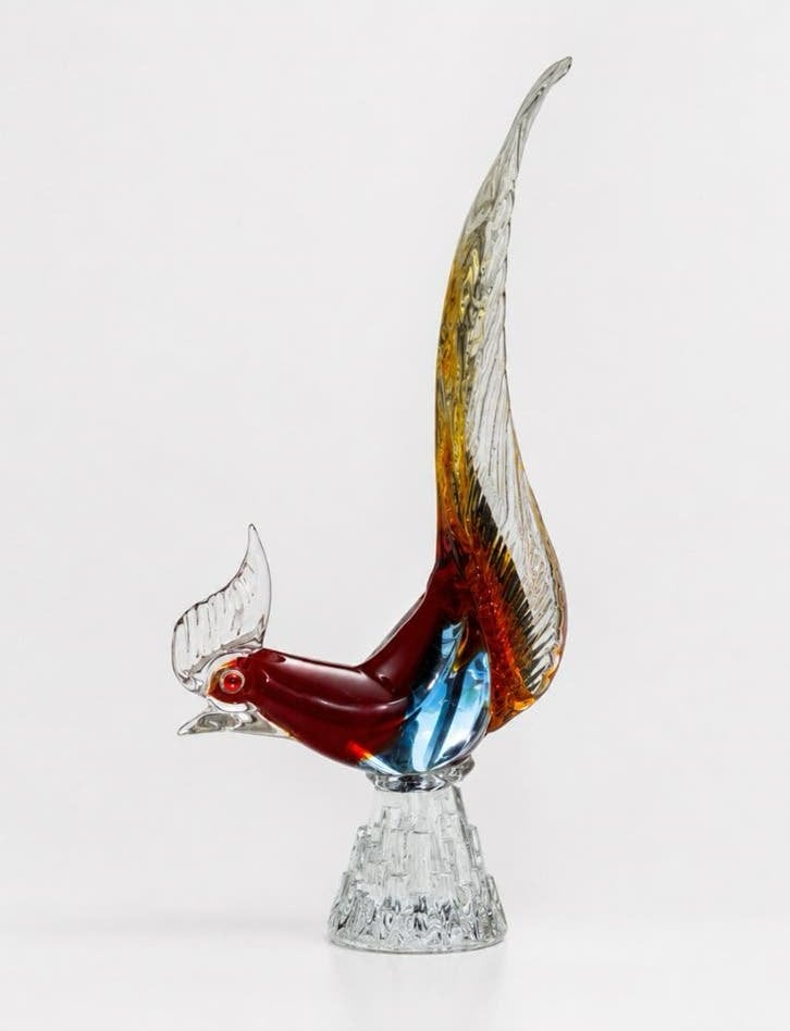 Prachtige Vintage Murano Glazen Fazant Sommerso & Bullicante, Ophalen of Verzenden