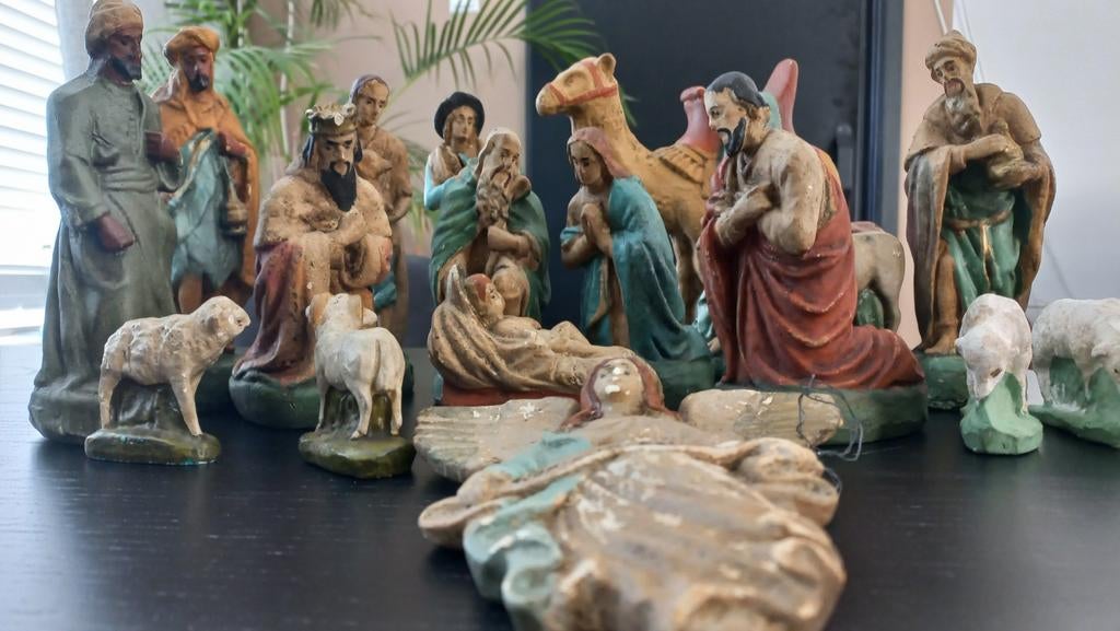 Antieke kerststal 18 delig, Ophalen of Verzenden