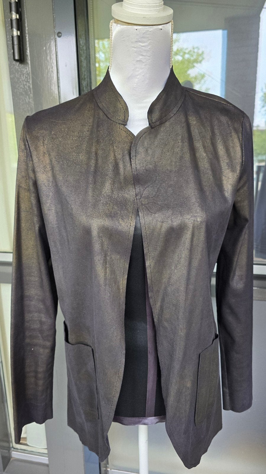 Perla Nera metallic leatherlook blazer / jasje maat S, Perla Nera, Zo goed als nieuw, Jasje, Maat 36 (S)