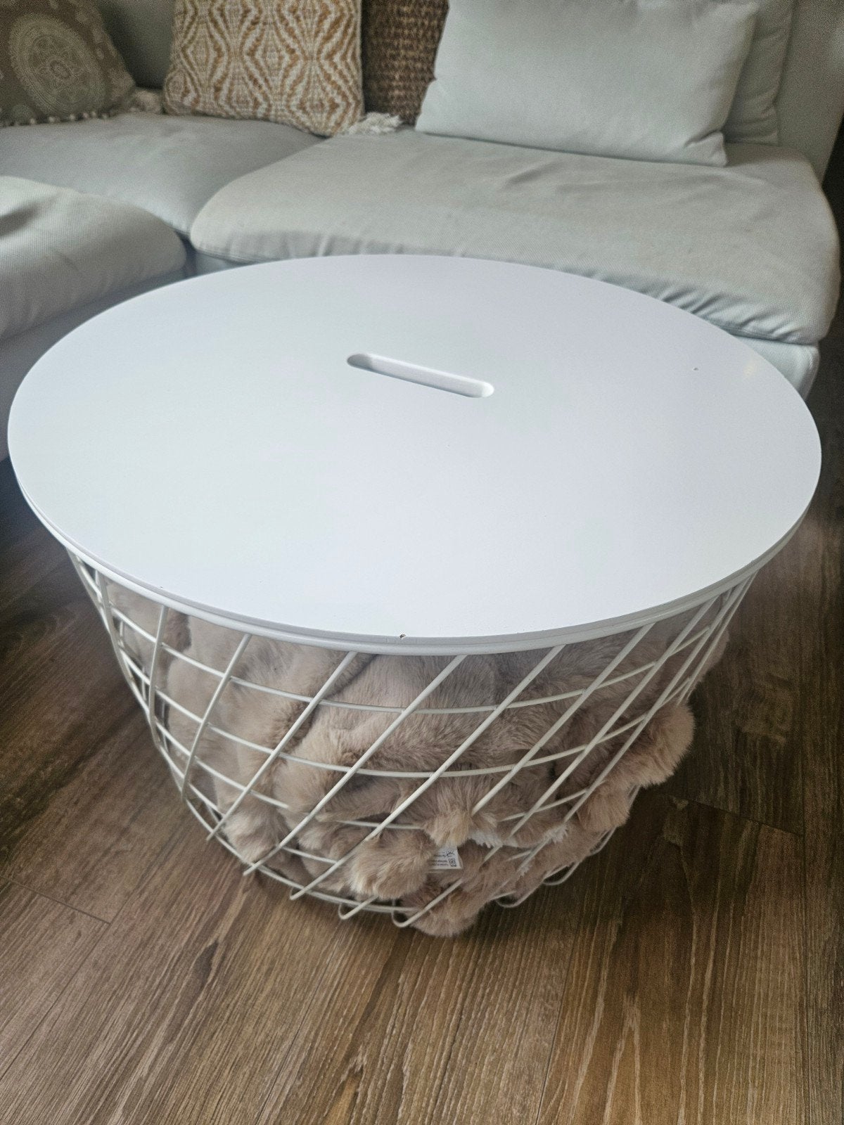 Wit salon tafeltje met opbergruimte, Ophalen, Gebruikt, 50 tot 100 cm, Rond