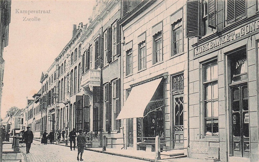 Zwolle - Kemperstraat met mensen, Ophalen of Verzenden, Voor 1920, Ongelopen, Overijssel