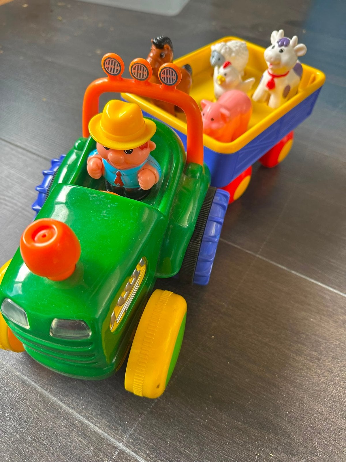 Boerderij tractor met aanhanger en dieren, Ophalen of Verzenden, Gebruikt, Overige typen, Met wieltjes