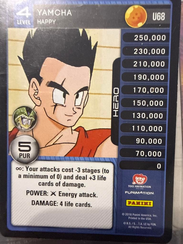 Dragon Ball Super Card Game Yamcha U68, Ophalen of Verzenden, Gebruikt, Losse kaart