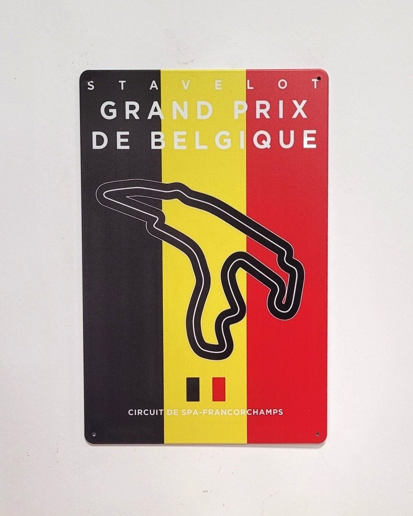 Formule 1 Belgie circuit Spa reclamebord van metaal wandbord, Info@deconoord.nl, Deco Noord, Nieuw, Ophalen of Verzenden