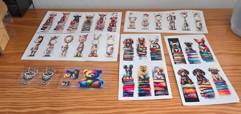 34 DTF's - Diverse ontwerpen voor textiel, Zelfklevend, Dieren, Nieuw, Meerkleurig