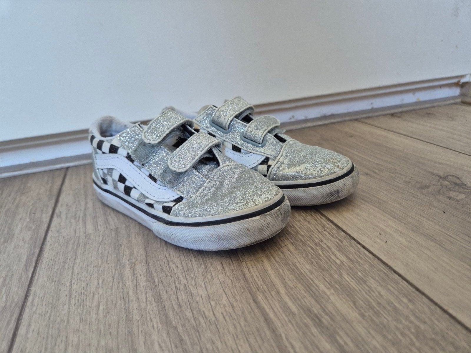 Vans Old Skool Glitter Checkerboard Klittenband Schoenen, Gebruikt, Vans, Jongen of Meisje, Schoenen