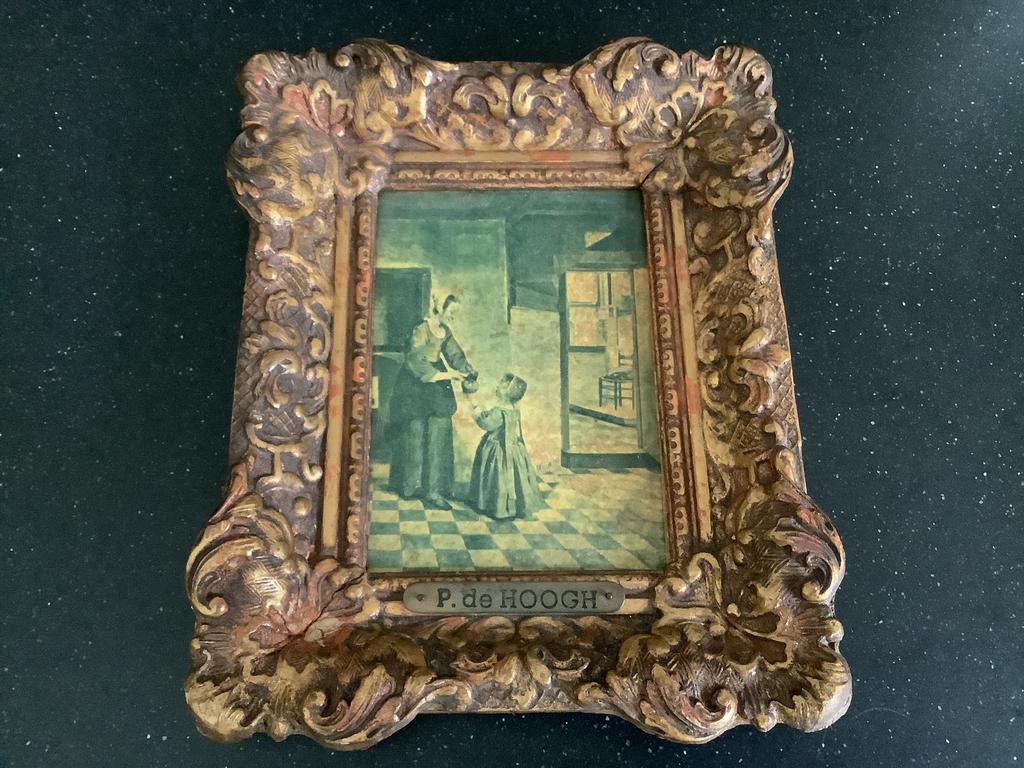 Schilderij P de Hoogh schilderijtje Pieter de hooch vintage, Ophalen of Verzenden