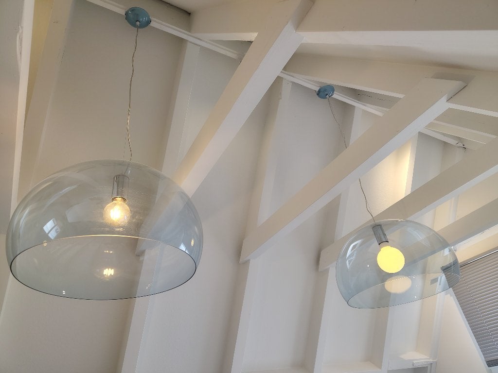 3x Kartell FL/Y Hanglamp Lichtblauw–Ferruccio Laviani (52cm), Kunststof, Gebruikt, E27 (groot), Ophalen