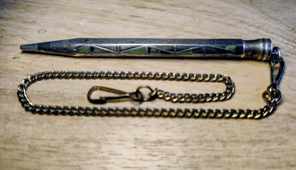 zilveren 835 mechanische potlood, gemerkt. Inclusief ketting, Ophalen of Verzenden