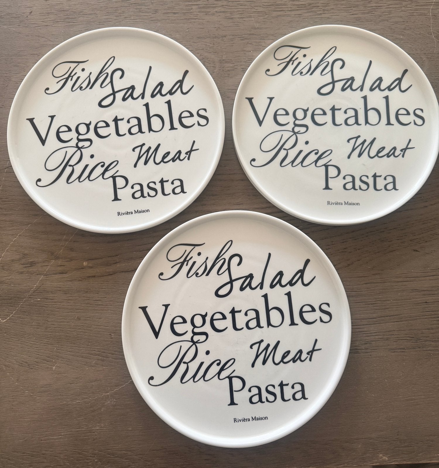 Set van 3 Rivièra Maison Pastaborden / Saladeborden, Gebruikt, Ophalen of Verzenden, Bord(en), Overige stijlen