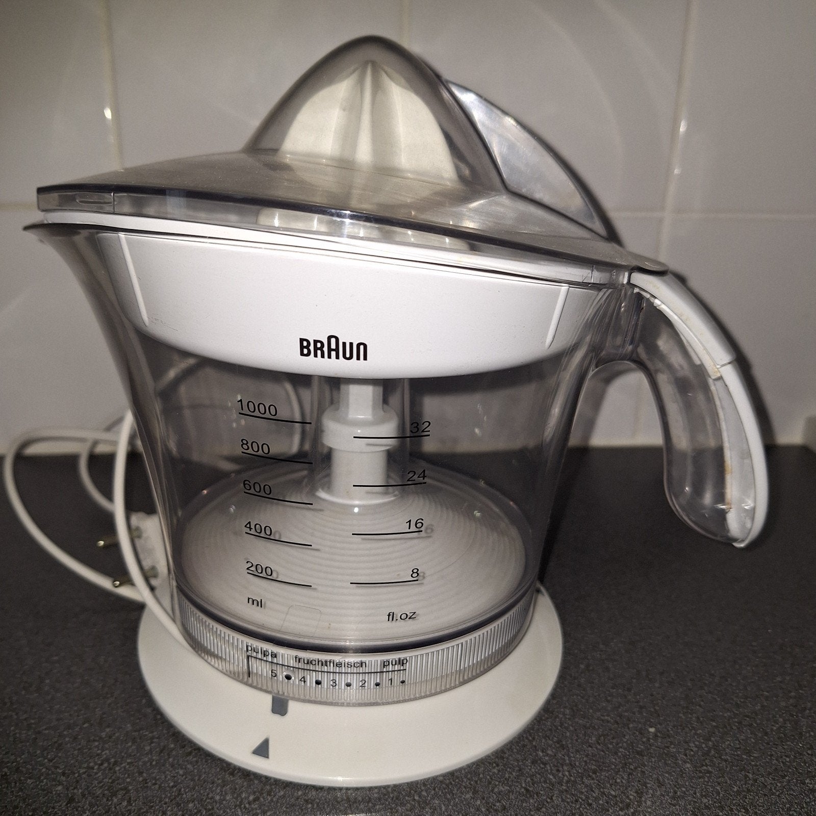 Braun Citruspers - Vers geperst sap in een handomdraai, Ophalen, Gebruikt, 1 tot 2 liter, Vaatwasserbestendig