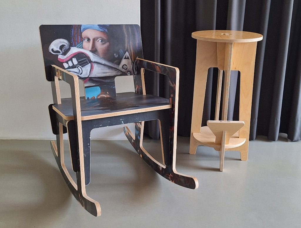limited edition Dewi Hoppe rocking chair design special, Ophalen, Modern design, Gebruikt, Zwart