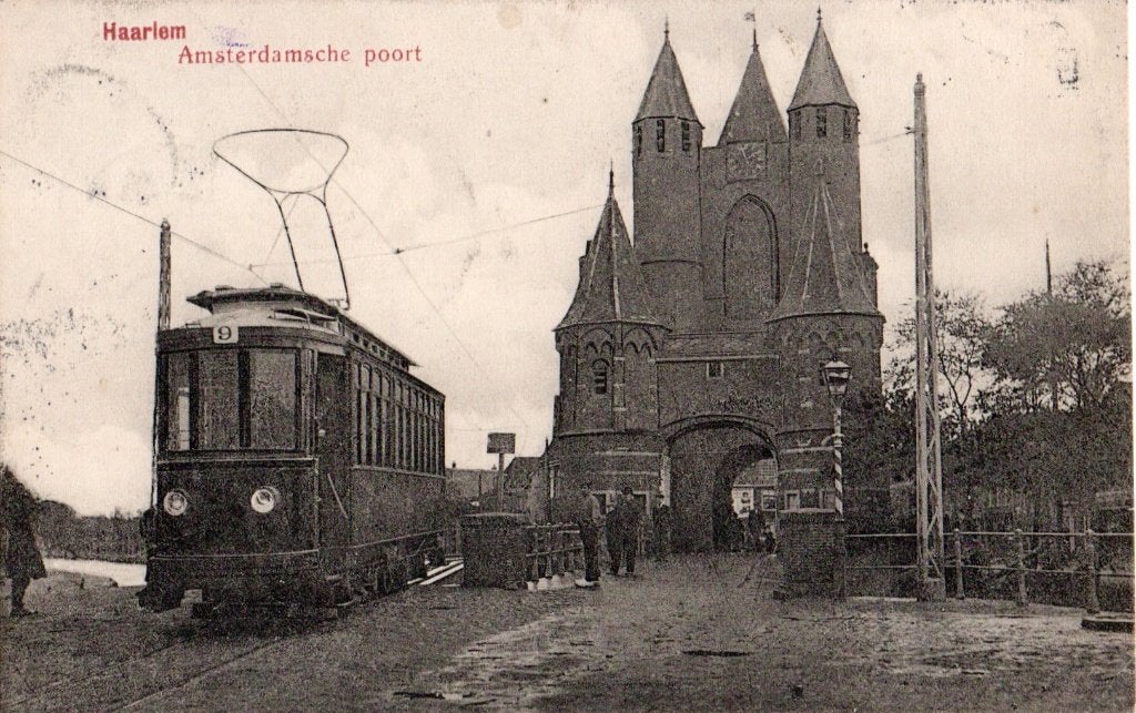 Haarlem, Amsterdamsche Poort met Tram. 7148, Verzenden, Voor 1920, Gelopen, Noord-Holland