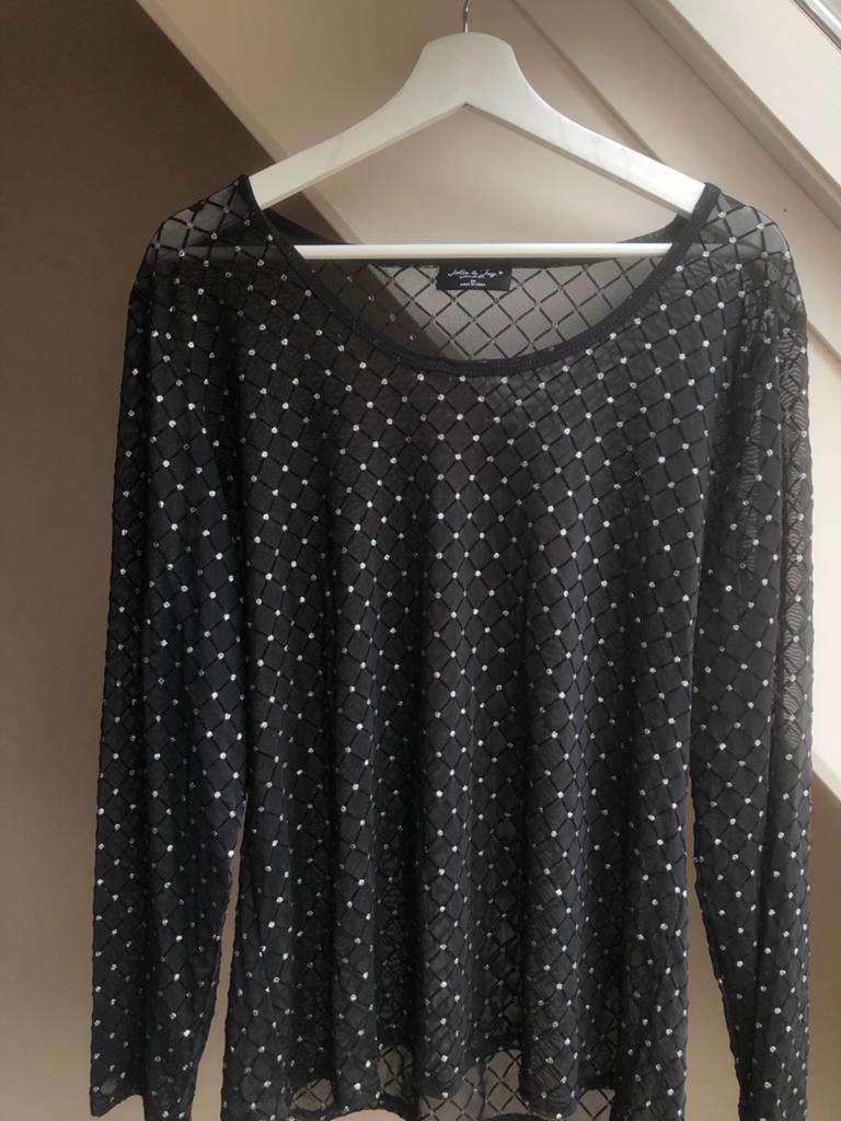 Zwarte Mesh Glitter Top Lange Mouw Maat 52/54, Zwart, Maat 46/48 (XL) of groter, Nieuw, Ophalen of Verzenden