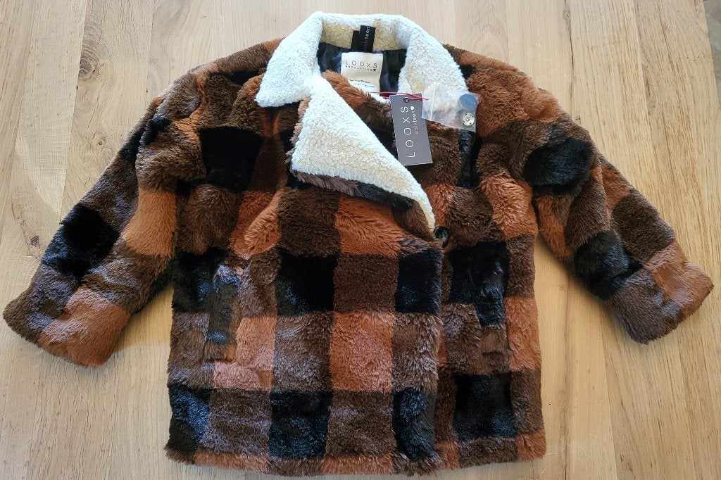 Nieuw! LOOXS winterjas, erg zacht, ruit, meisje, maat 116, LOOXS, Meisje, Nieuw, Ophalen of Verzenden