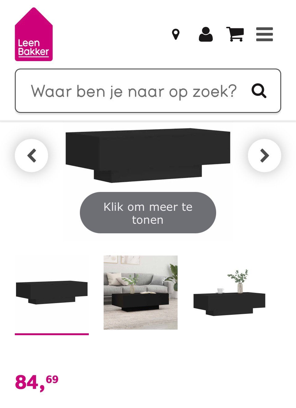 Zwarte salontafel, Ophalen, Overige materialen, Nieuw, 50 tot 100 cm