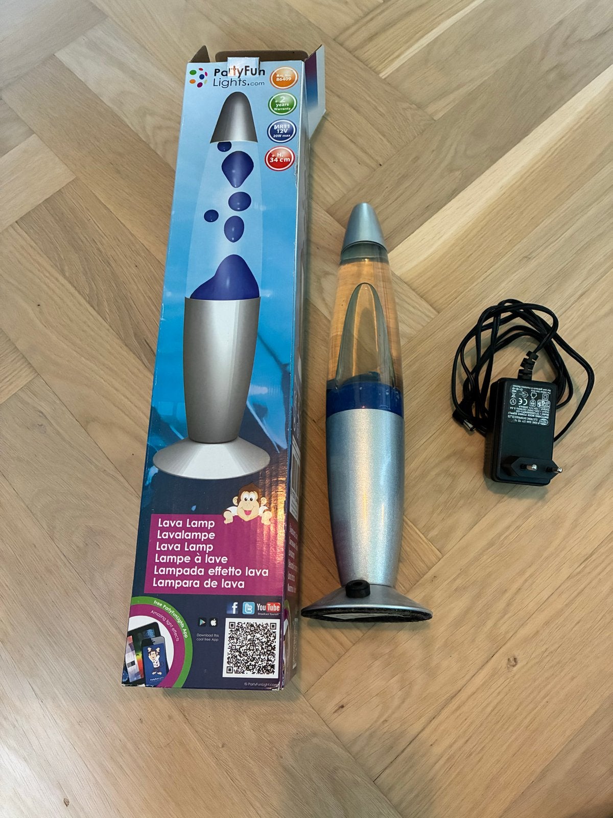PartyFun Light System Lavalamp - Blauw/Zilver, Blauw, Ophalen of Verzenden, Zo goed als nieuw, Metaal