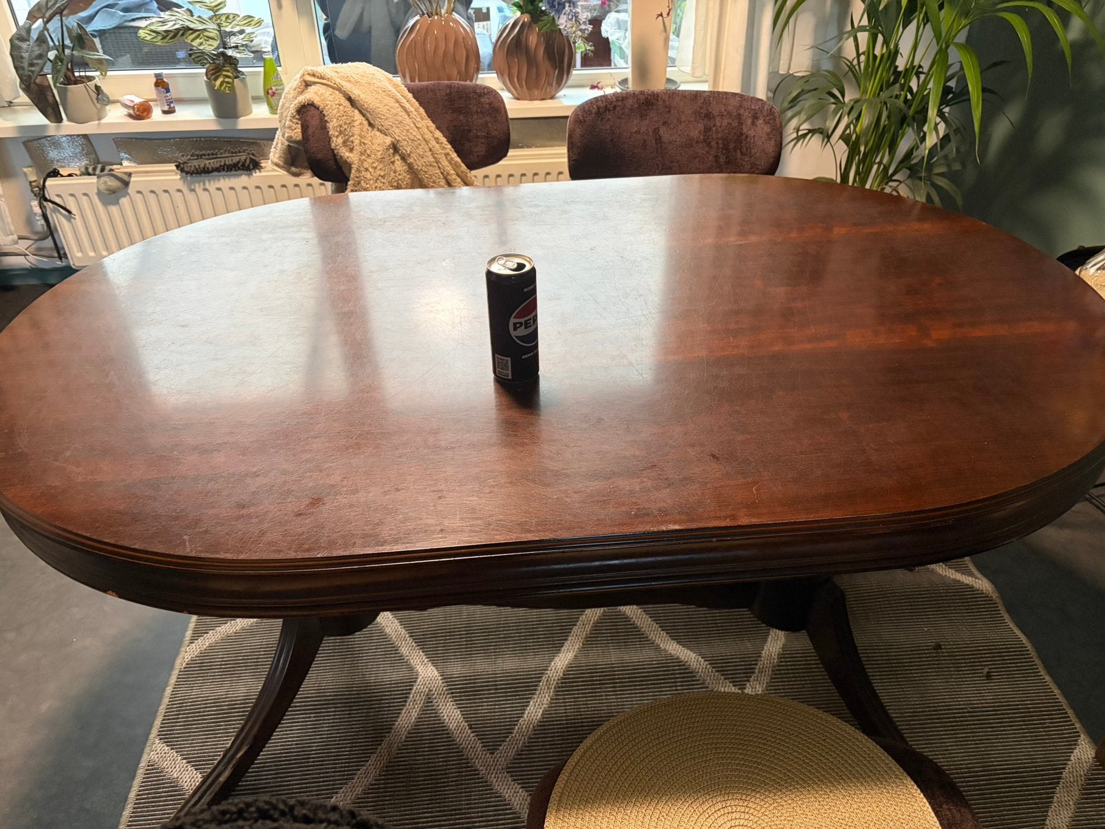Mahonie eetkamer tafel, Huis en Inrichting, Ophalen, Zo goed als nieuw, Rechthoekig, 50 tot 100 cm