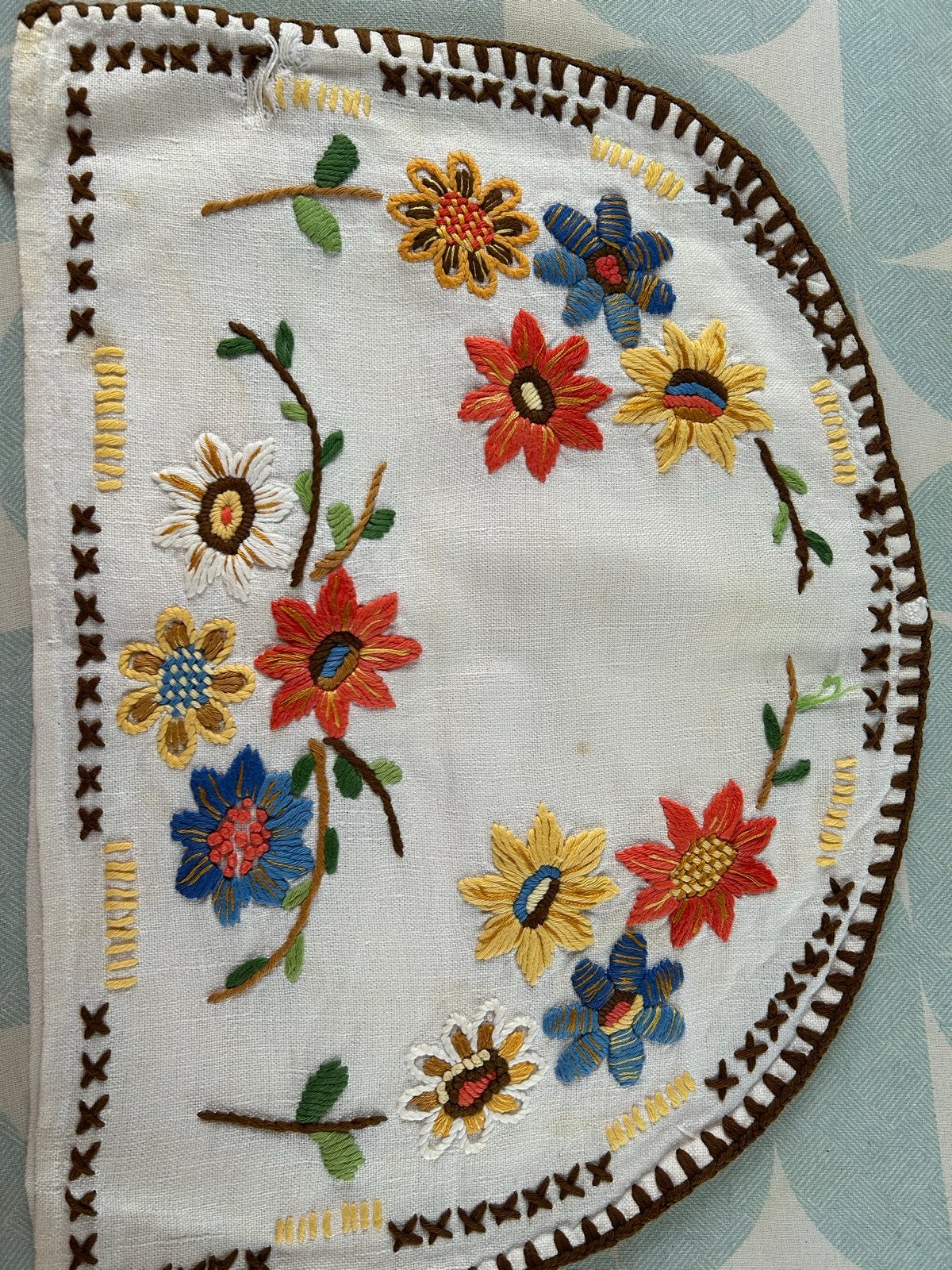 Vintage Geborduurde Theemuts - Retro Bloemen (2 Kanten), Ophalen of Verzenden, Gebruikt