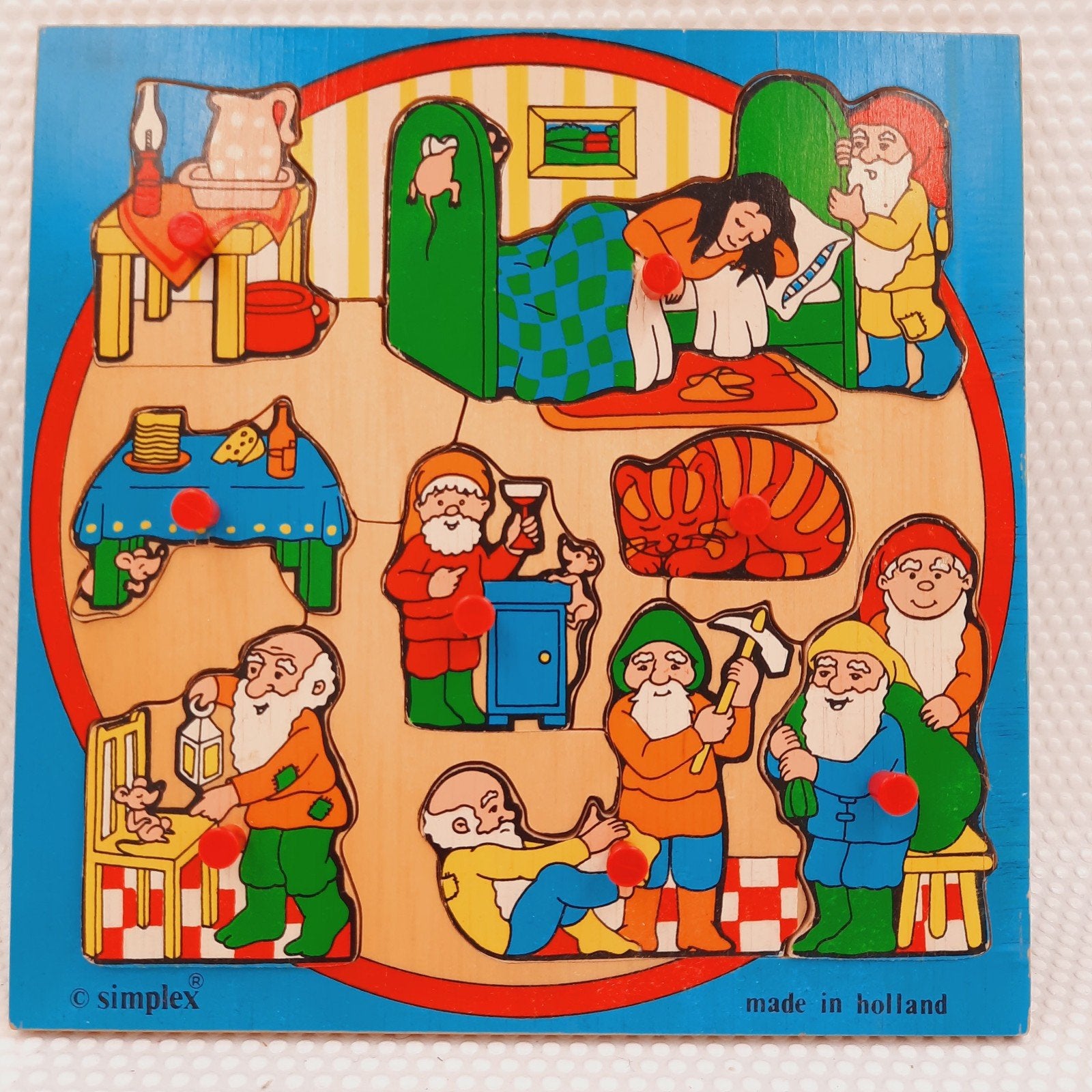 Vintage Simplex Houten Puzzel Sneeuwwitje- Made in Holland, Ophalen of Verzenden, Huis en Inrichting