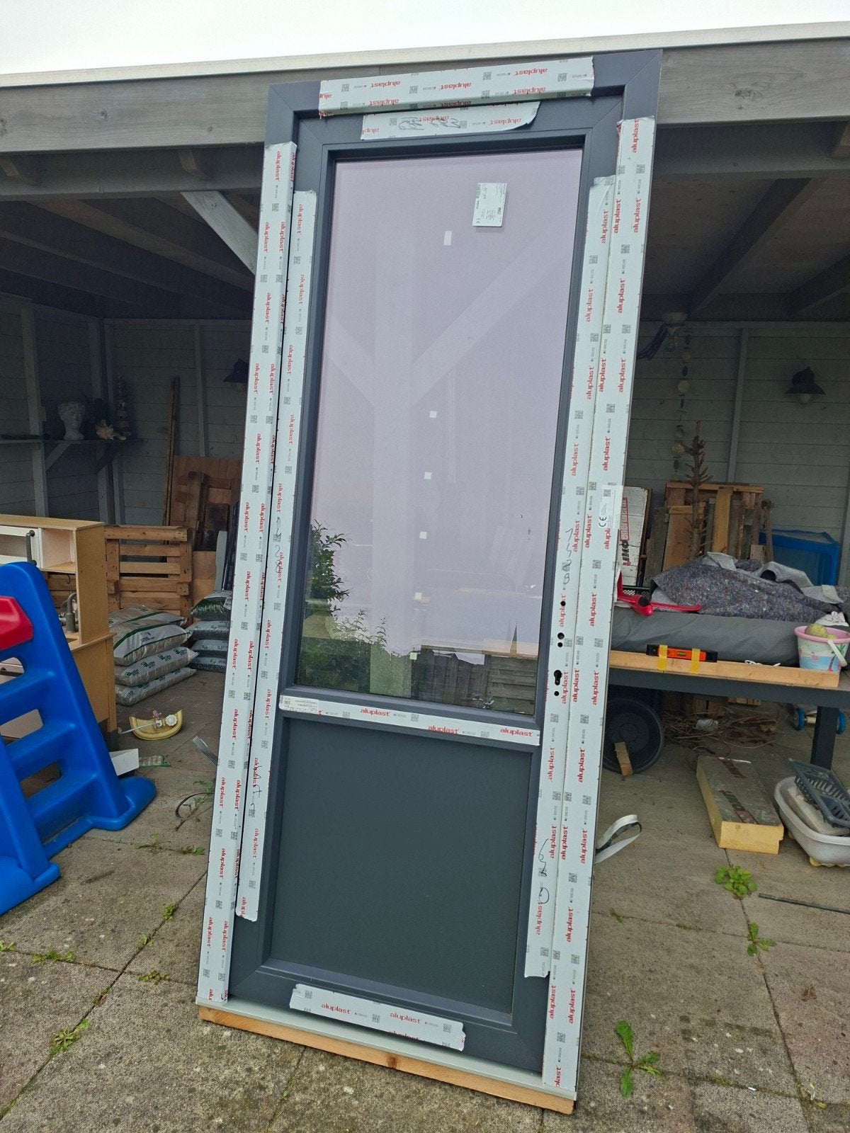 Deur + kozijn, Kunststof, Deurkozijn, Nieuw, Inclusief glas