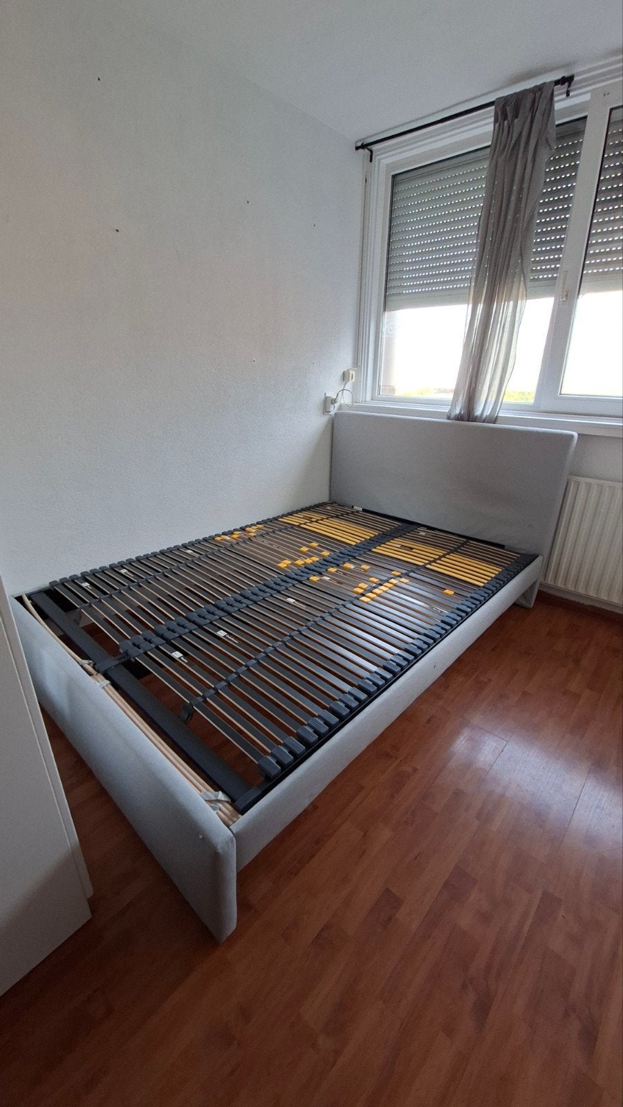 Tweepersoonsbed met lattenbodem - Grijs, 140x200 cm, Ophalen, Tweepersoons, 140 cm, 200 cm